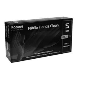 Kapous нитриловые перчатки nitrile hands clean черные размер s 100 шт. в уп.