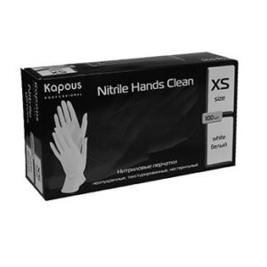 Kapous нитриловые перчатки nitrile hands clean белые размер xs 100 шт. в уп.