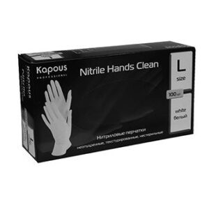 Kapous нитриловые перчатки nitrile hands clean белые размер l 100 шт. в уп.