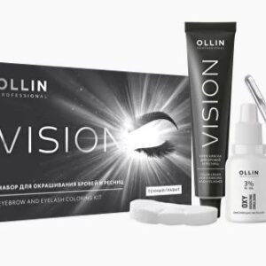 Ollin vision набор для окрашивания бровей и ресниц темный графит
