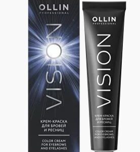 Ollin vision крем-краска для бровей и ресниц иссиня-черный 20мл