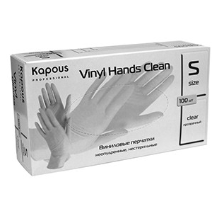 Kapous виниловые перчатки vinyl hands clean неопудренные нестерильные прозрачные размер s 100 шт. в уп.