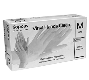 Kapous виниловые перчатки vinyl hands clean неопудренные нестерильные прозрачные размер m 100 шт. в уп.