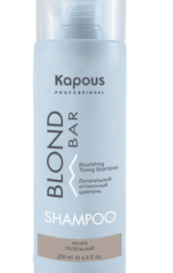 Kapous blond bar питательный оттеночный шампунь для оттенков блонд пепельный 300 мл