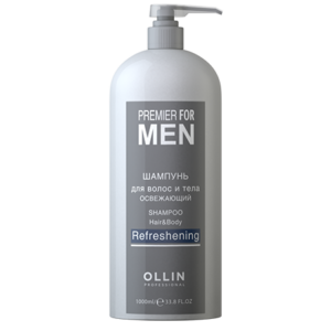 Ollin premier for men шампунь для волос и тела освежающий 1000мл